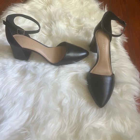Copper Key stylish leather block heel pointed toe pumps - Picture 2 of 5